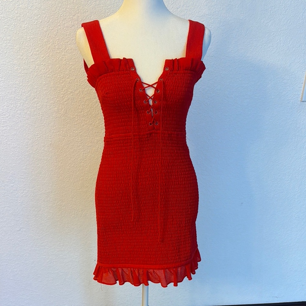 Red Ruffled Mermaid Mini Dress